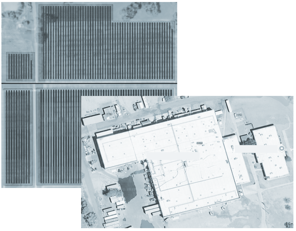 Site plan diagram for diverse C&I and community solar project pipeline