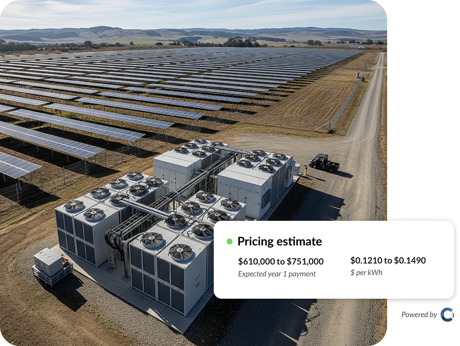 Solar farm with battery storage and Conductor pricing estimate